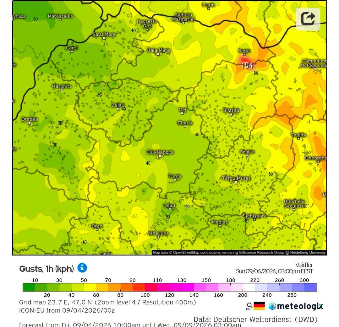 Vreme schimbătoare în Bistrița-Năsăud. Ploi și vânt puternic în weekend