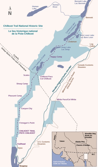 Chilkoot Trail Dyea To Chilkoot Pass Chilkoot Trail Map 