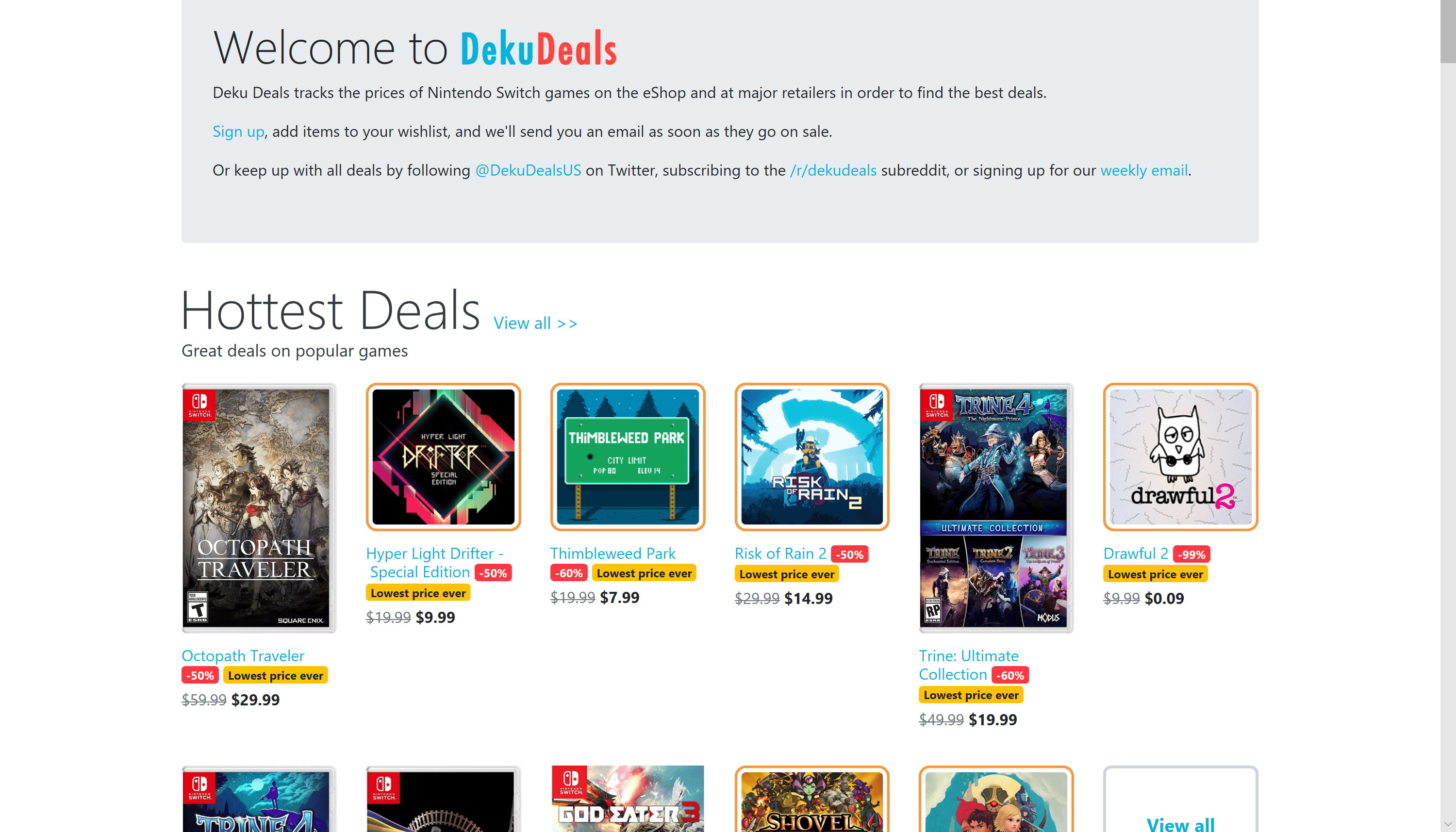 Spotlight on Nintendo Websites - DekuDeals.com - N64Josh
