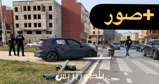 “حادث سير يتسبب في تعطيل حركة الطريق في شارع 80 بالناظور الجديد”