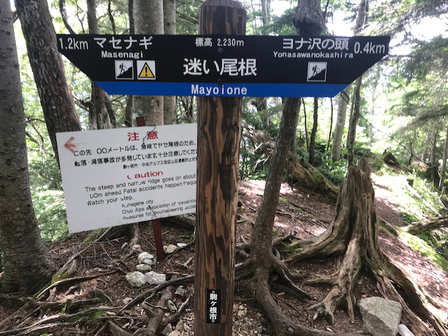 尾根が細いので慎重にいく