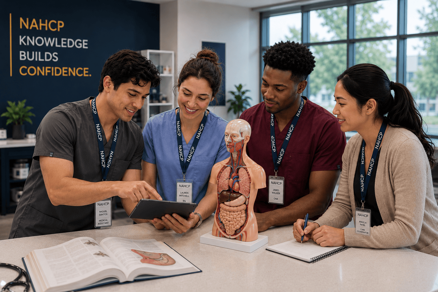 Healthcare professionals in an educational setting