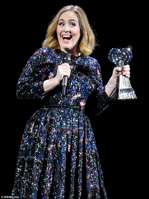 Adele Wins iHeart Radio Award During Concert
