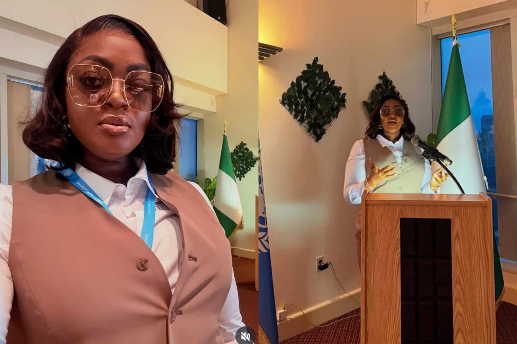 Eniola Badmus shares photos of herself speaking at United Nations General Assembly event in New York