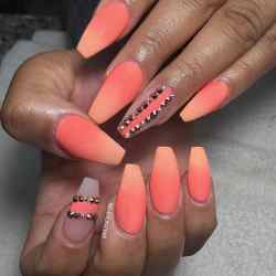 nail nails ombre matte stiletto orange peach gel neon coral acrylic bright paznokcie colour stylish latest naildesigncode inspiracji matowe caviar