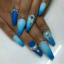 nails nail royal designs ombre sky dark coffin light acrylic matte gel try stones nice manicures trending pretty want teal