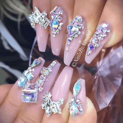 nails nail designs bling rhinestone coffin cool rhinestones stiletto acrylic simple naildesigncode 3d
