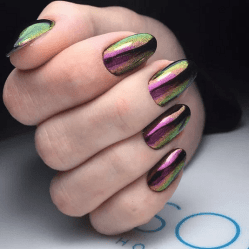 oval nails nail acrylic designs shaped effect holographic edgy cool round manicure long impressive play powder