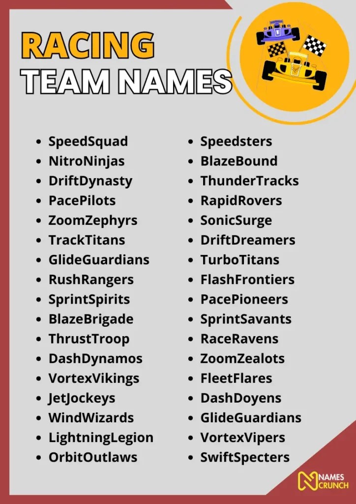 Racing team names [600+ catchy & funny ideas]