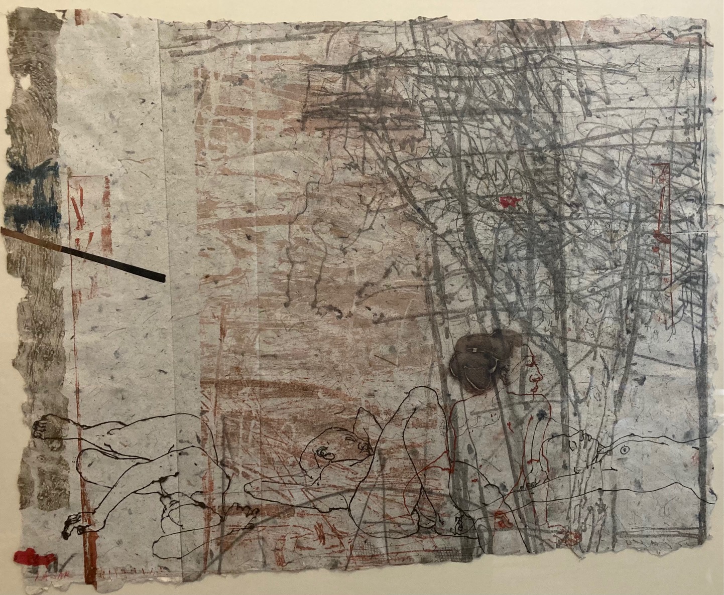 Quiescence #2, 2000, engraving and mixed media on handmade paper, 16” X 20”, $1500