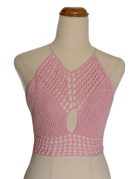 Ladies Crochet Bralette Top - Size Small (10 -12) - Pretty Rose