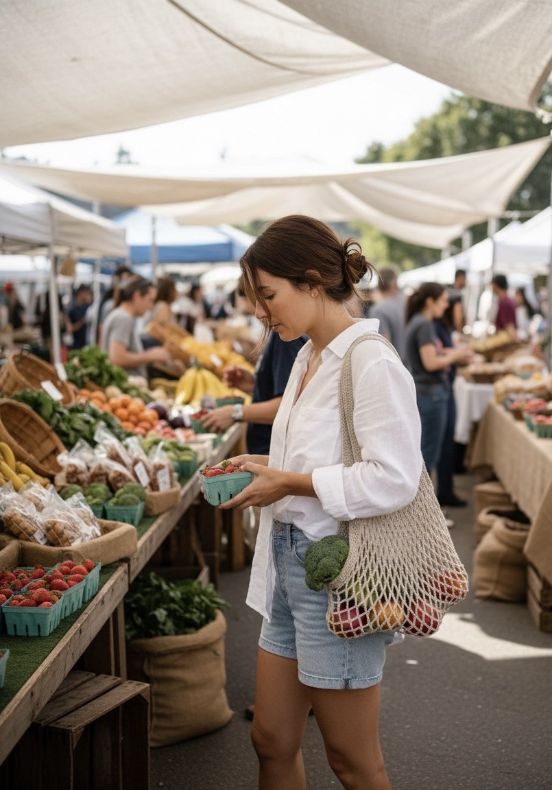 Crochet Market Bag - Small - Latte