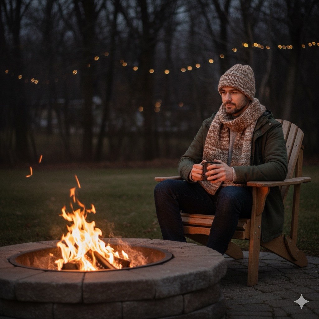 Knitted Beanie & Scarf Set - Adults - Tan Variegated