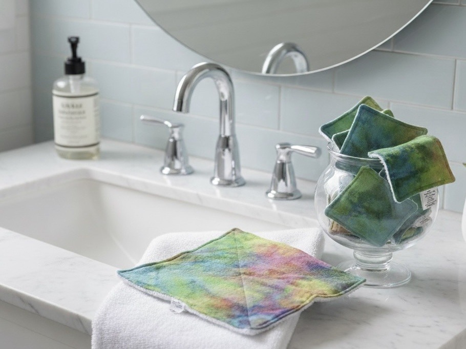 Flannelette Face Washer & 6 Face Scrubbies Set - Rainbow Tie Dye