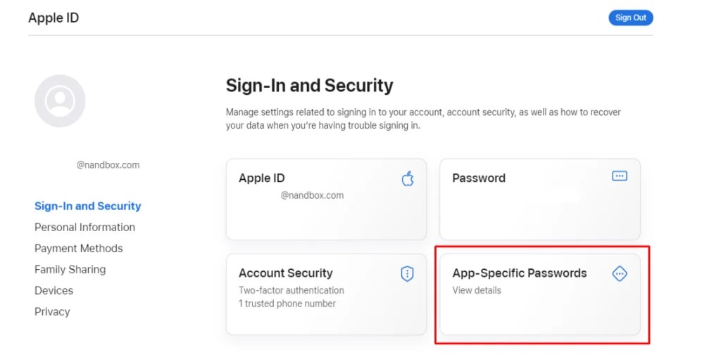 Generate app-specific password in individual dev account