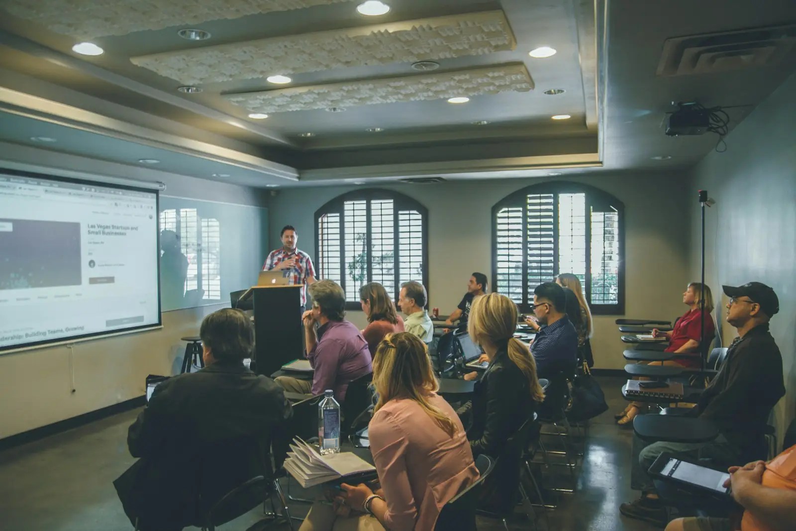 Classroom with students and technology