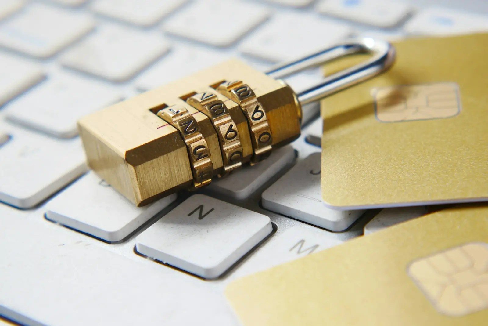 Padlock on keyboard cybersecurity