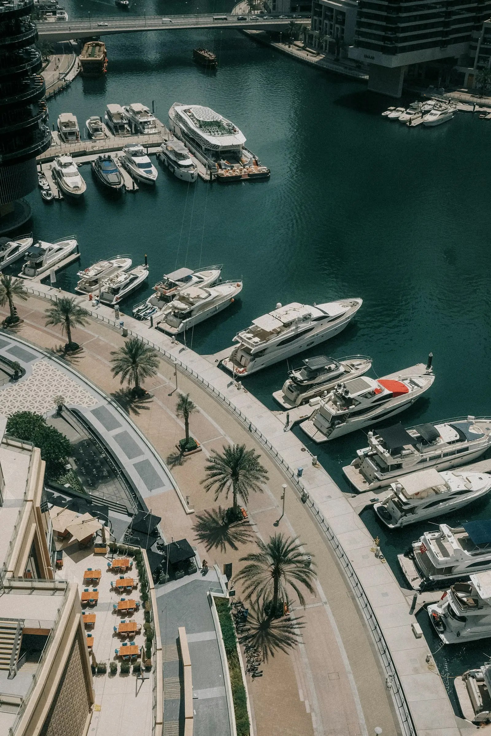 Marina with docked boats