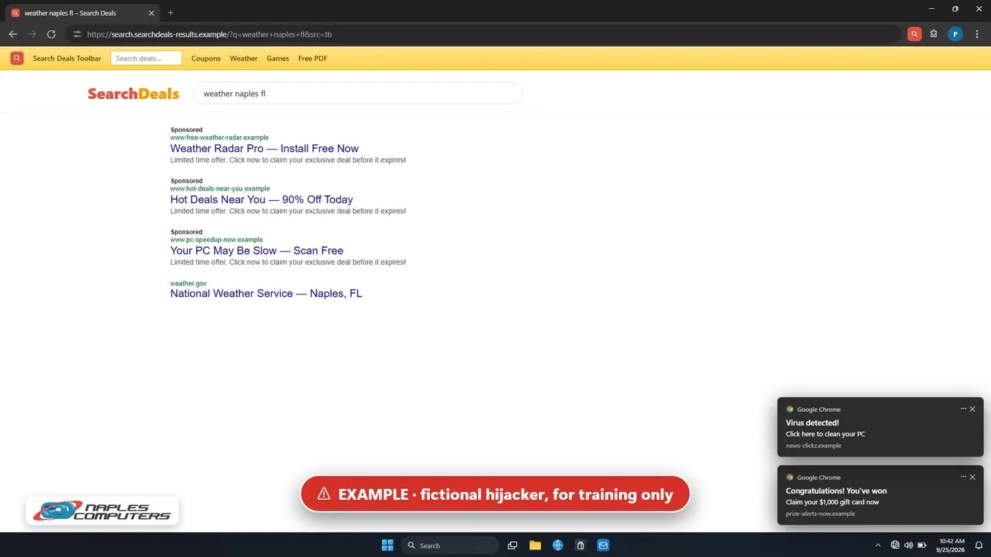 Clean up a hijacked browser: Signs your browser has been hijacked