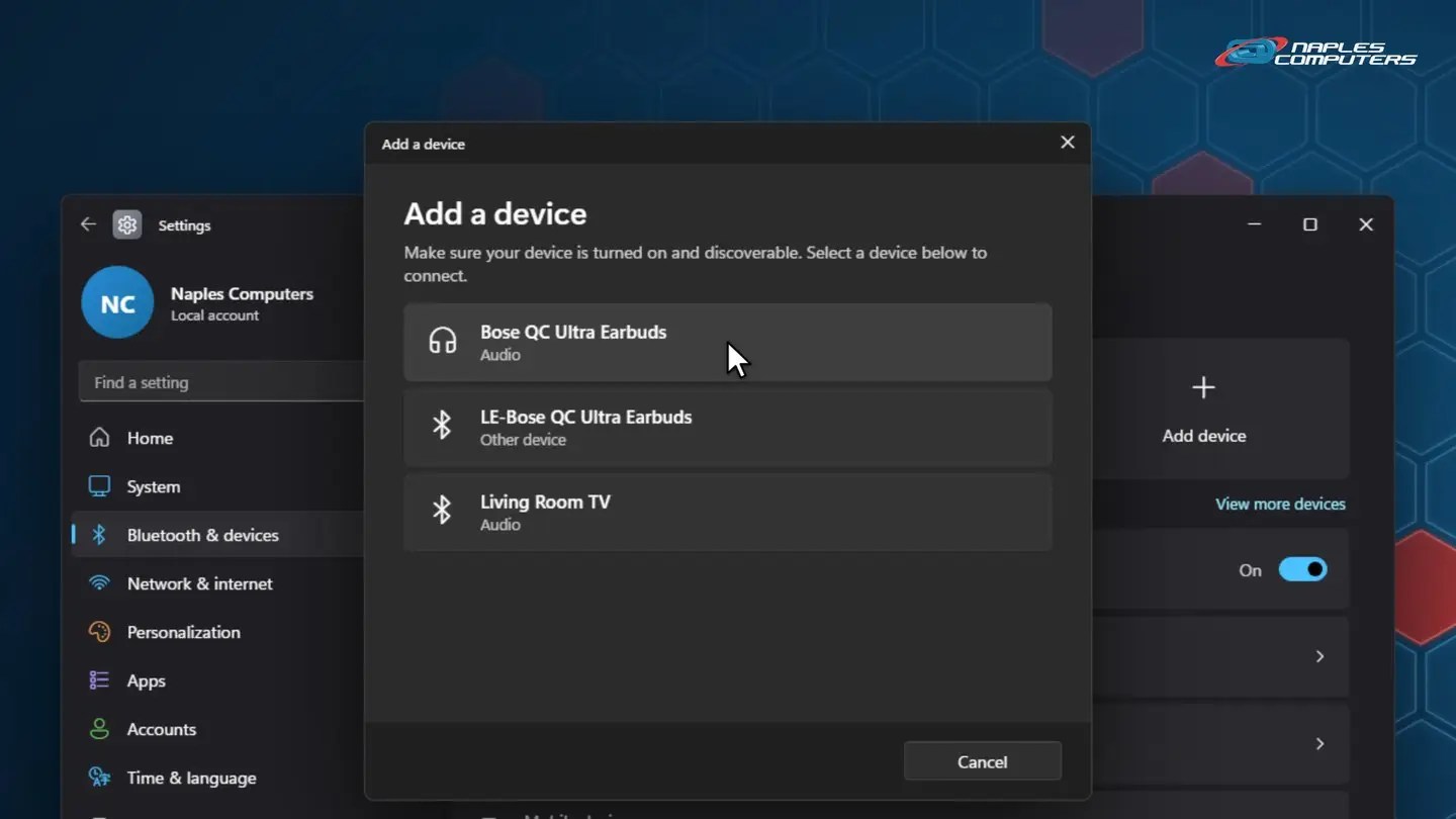 Choose Bluetooth, then your headphones