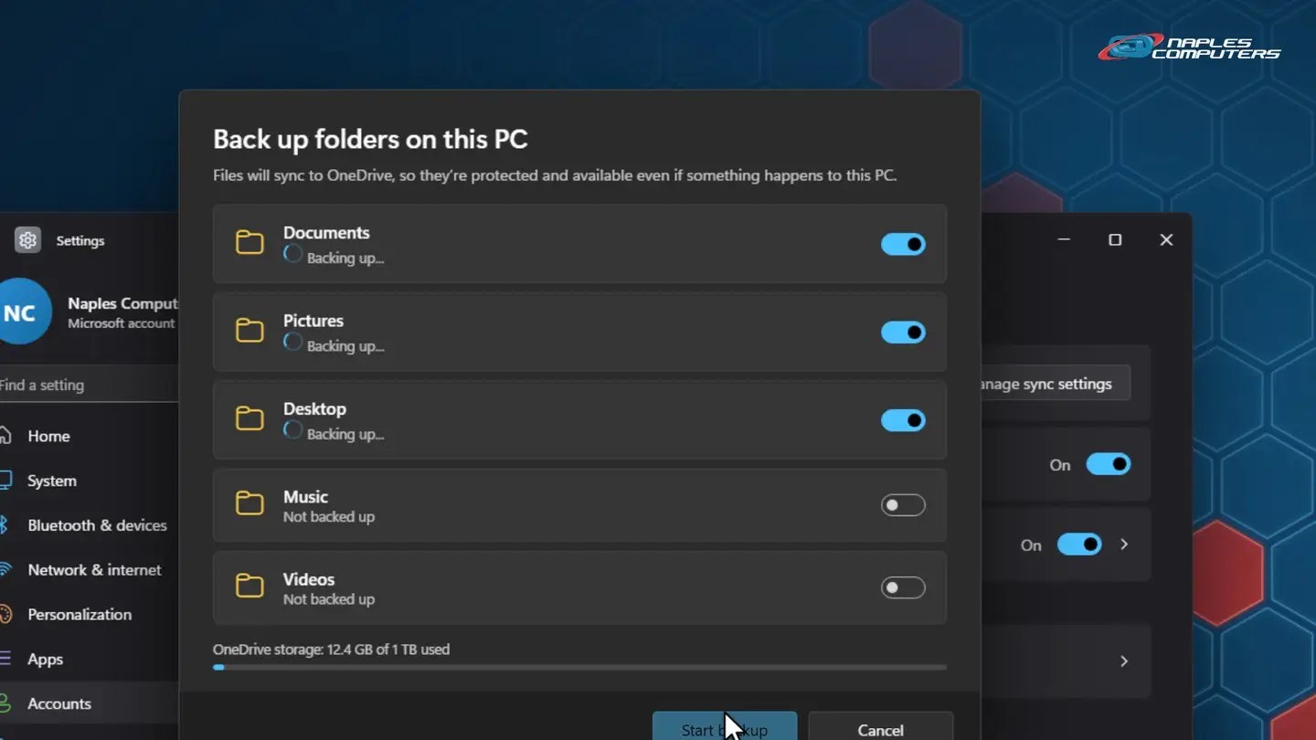 Windows 11: back up your folders to OneDrive