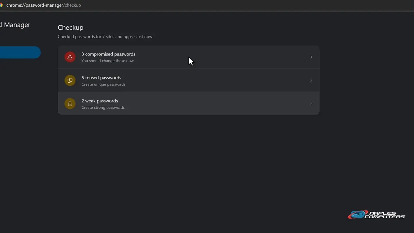 Step 2: Run a password checkup