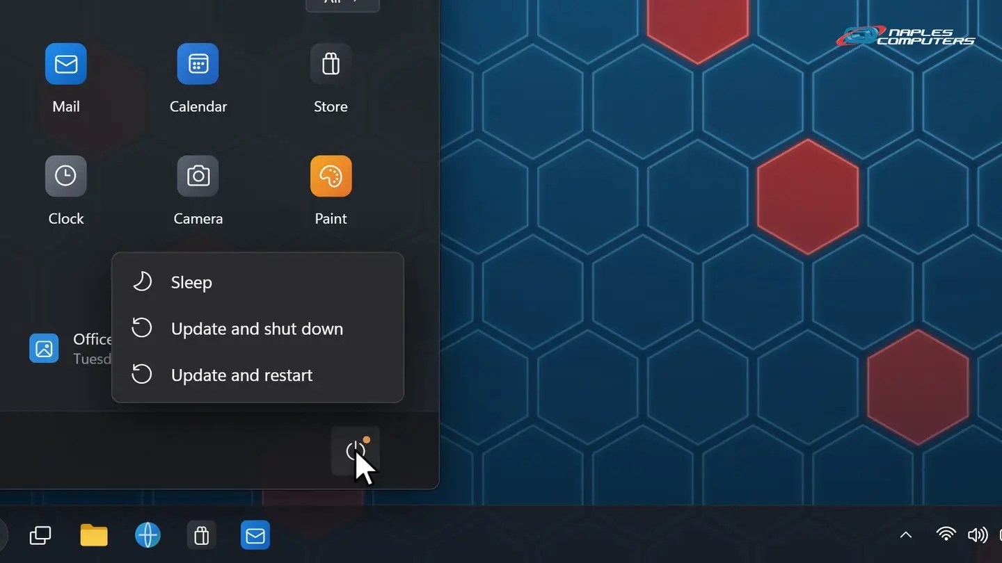 Updates waiting? Choose Update and restart