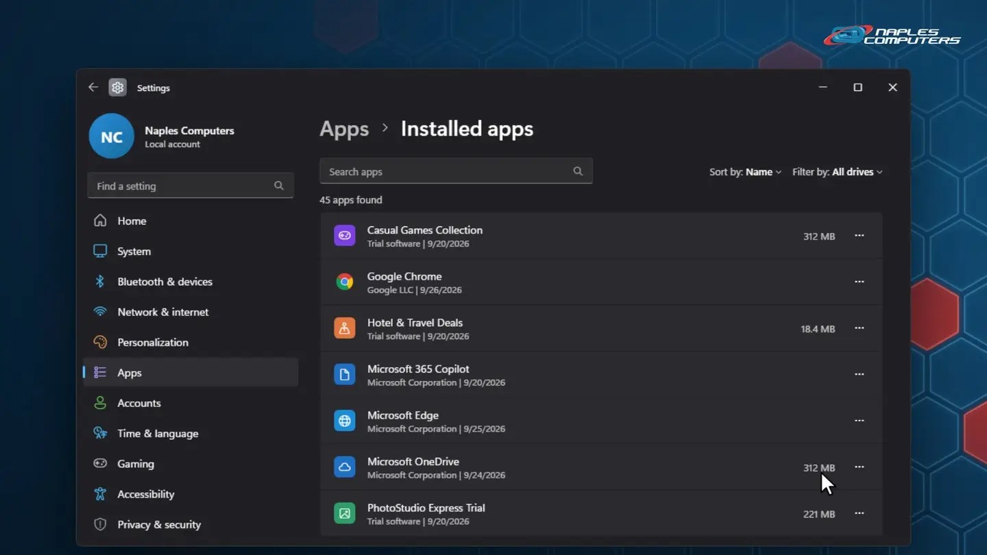 Step 2: Remove the bloatware you don't need
