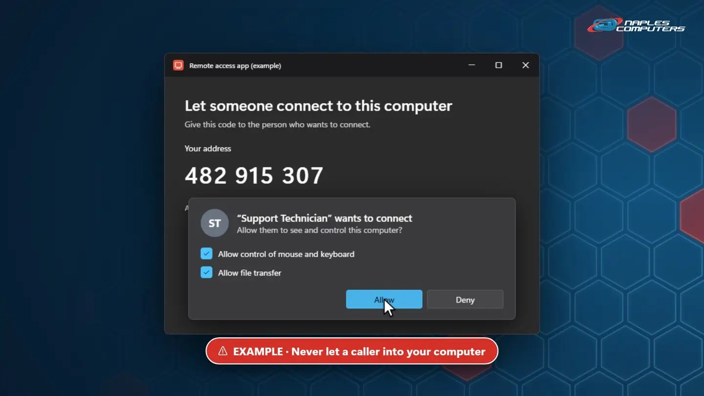 Never give remote access to someone who called you