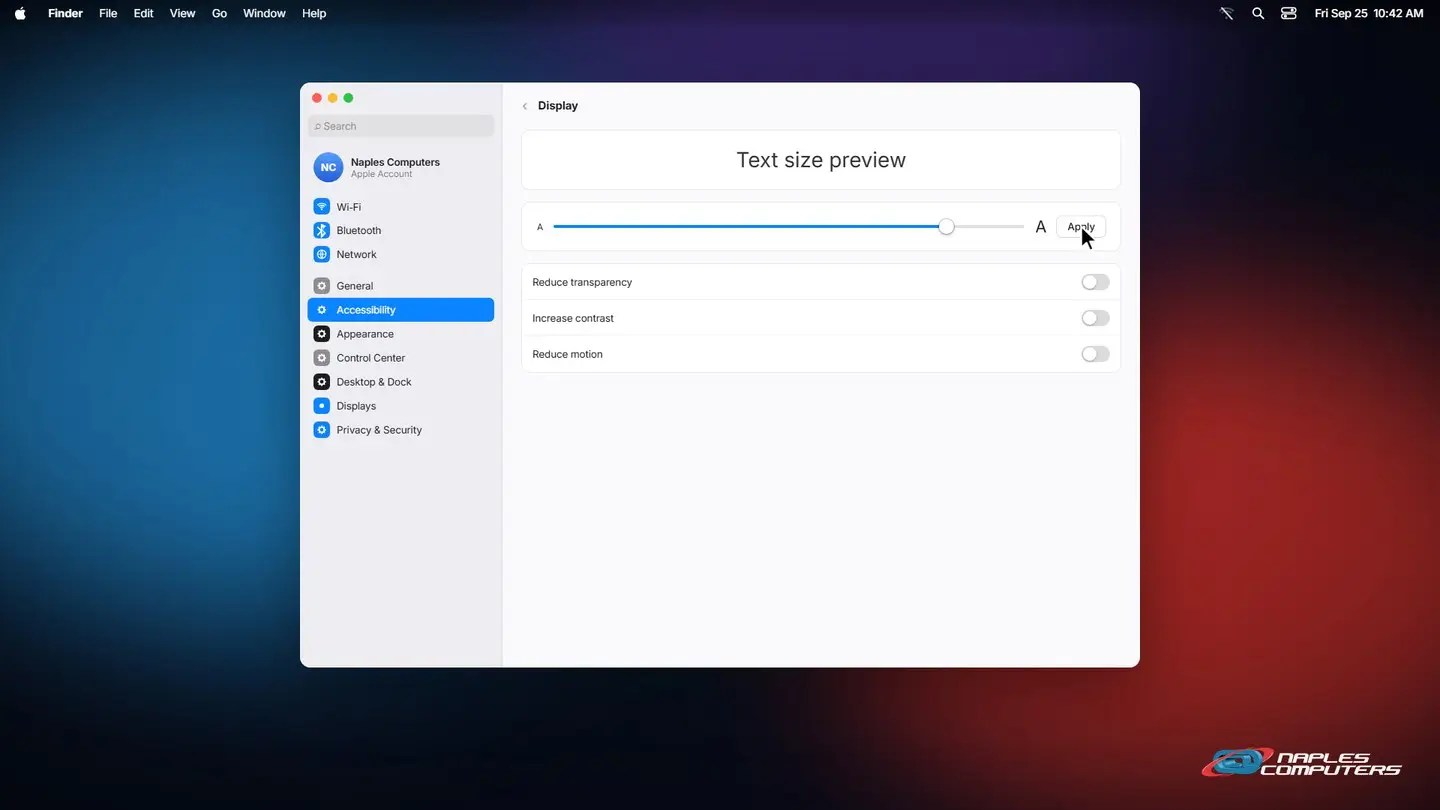 Mac: make the text bigger