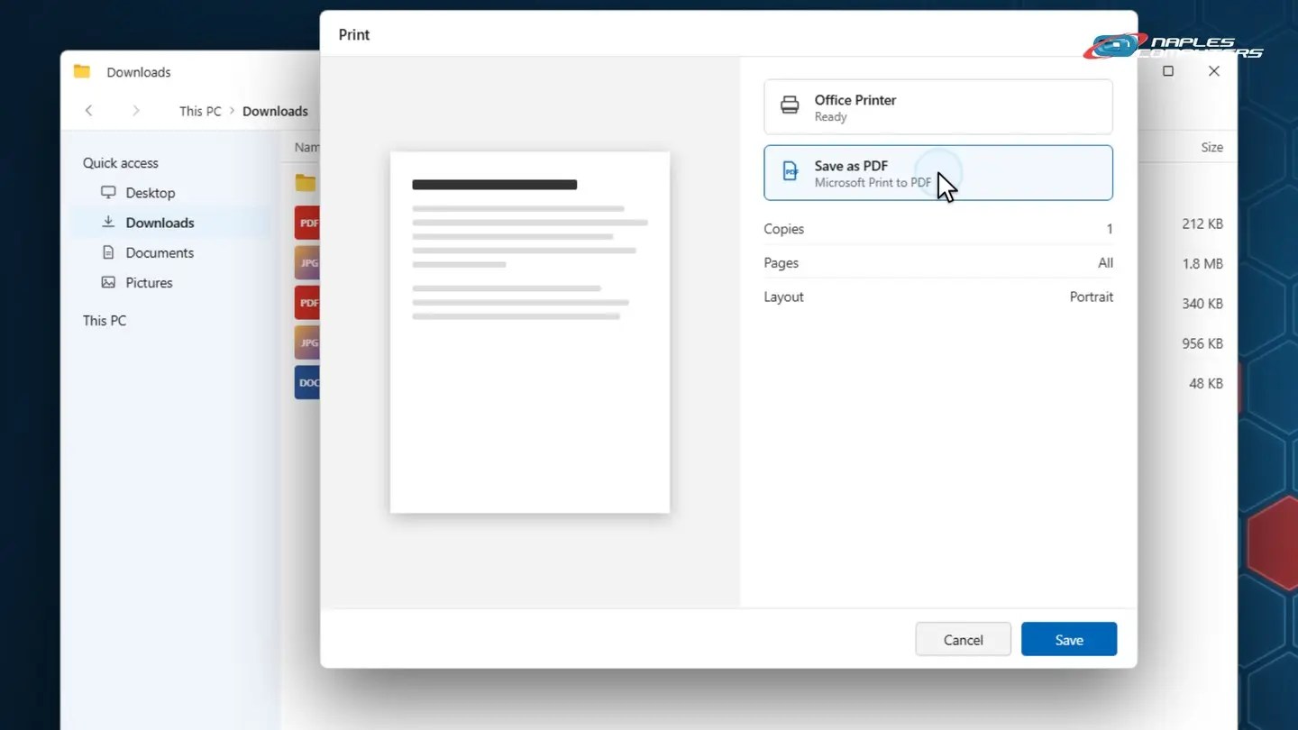 Windows: print to PDF