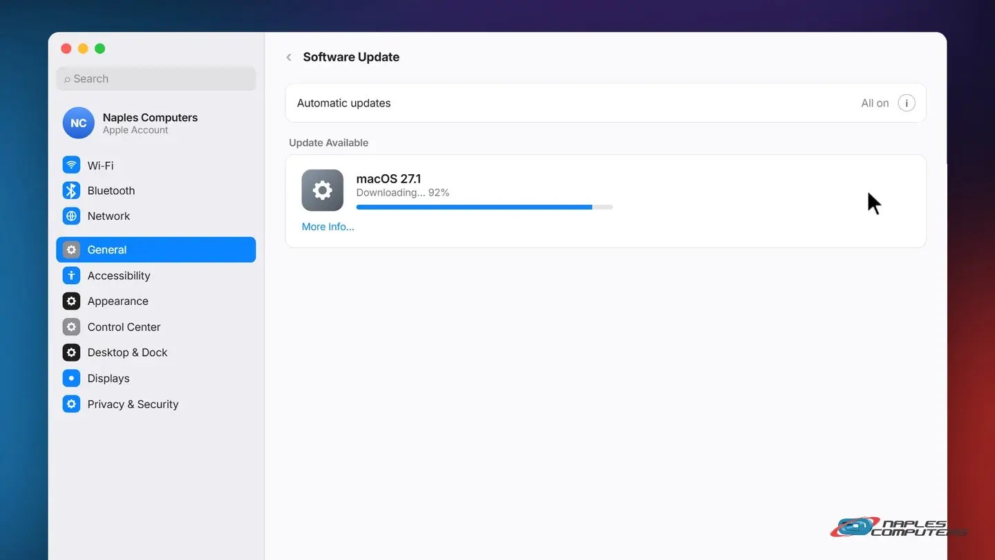 Mac: System Settings → General → Software Update