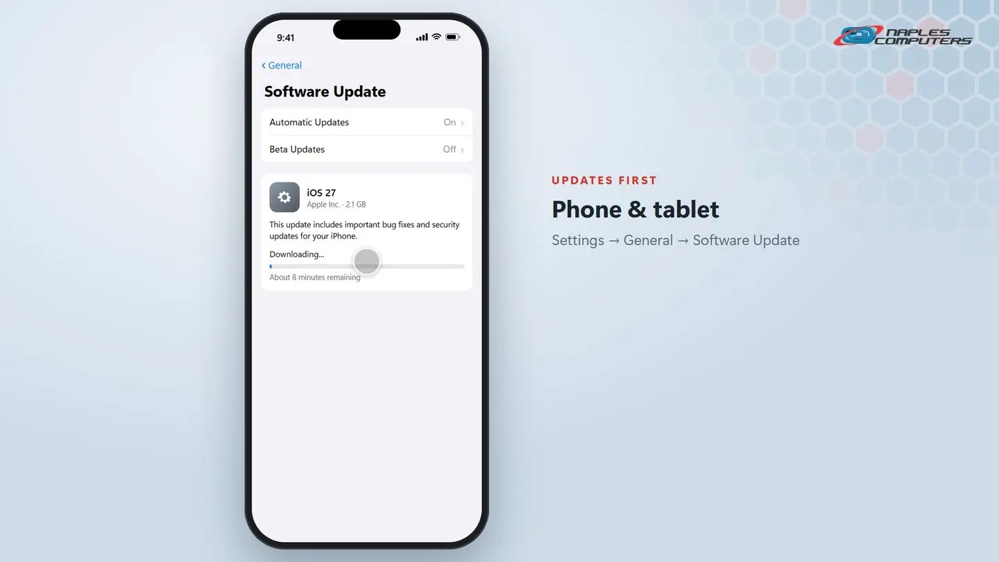 Phone &amp; tablet: install updates before anything else
