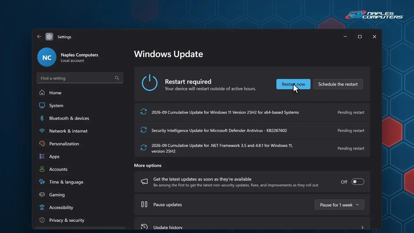 Windows: run Windows Update until you're up to date