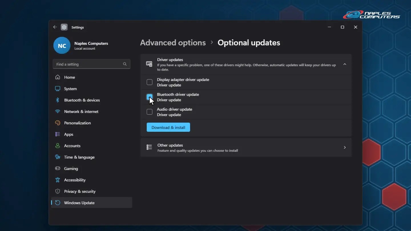 Advanced options: active hours and optional updates