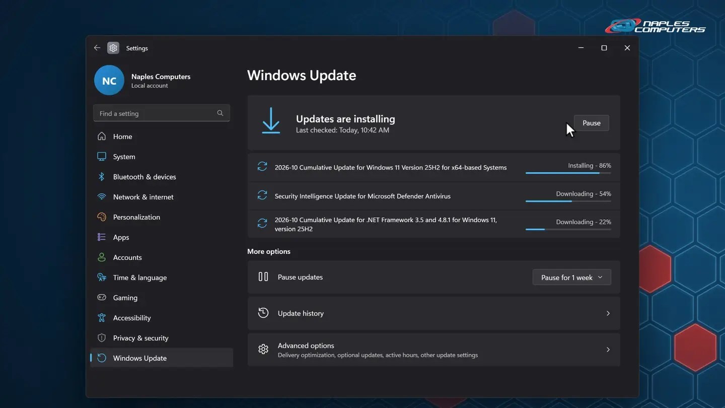 Update Windows 11: Step 1: Start → Settings → Windows Update → Check for updates