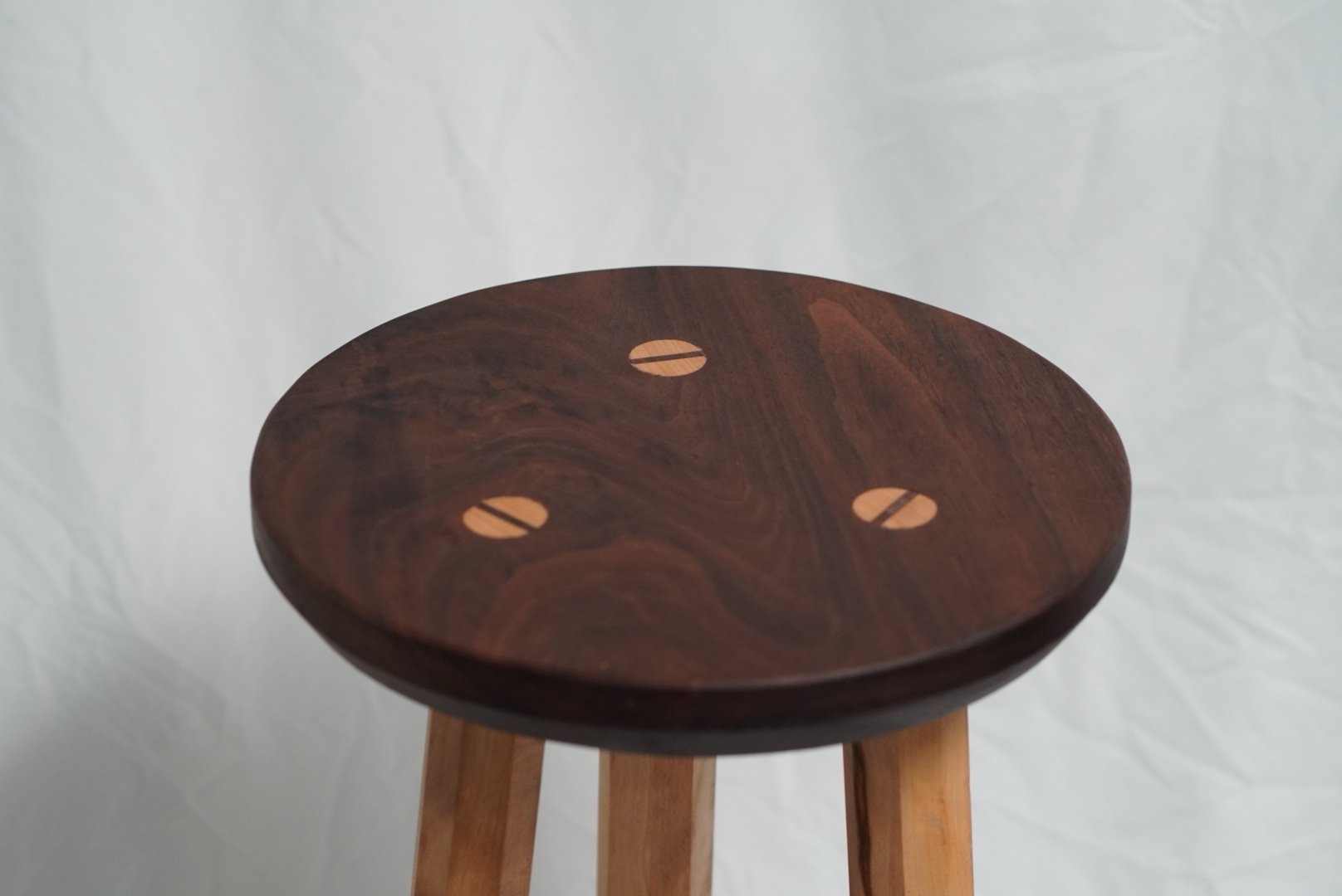 Walnut and beech stool