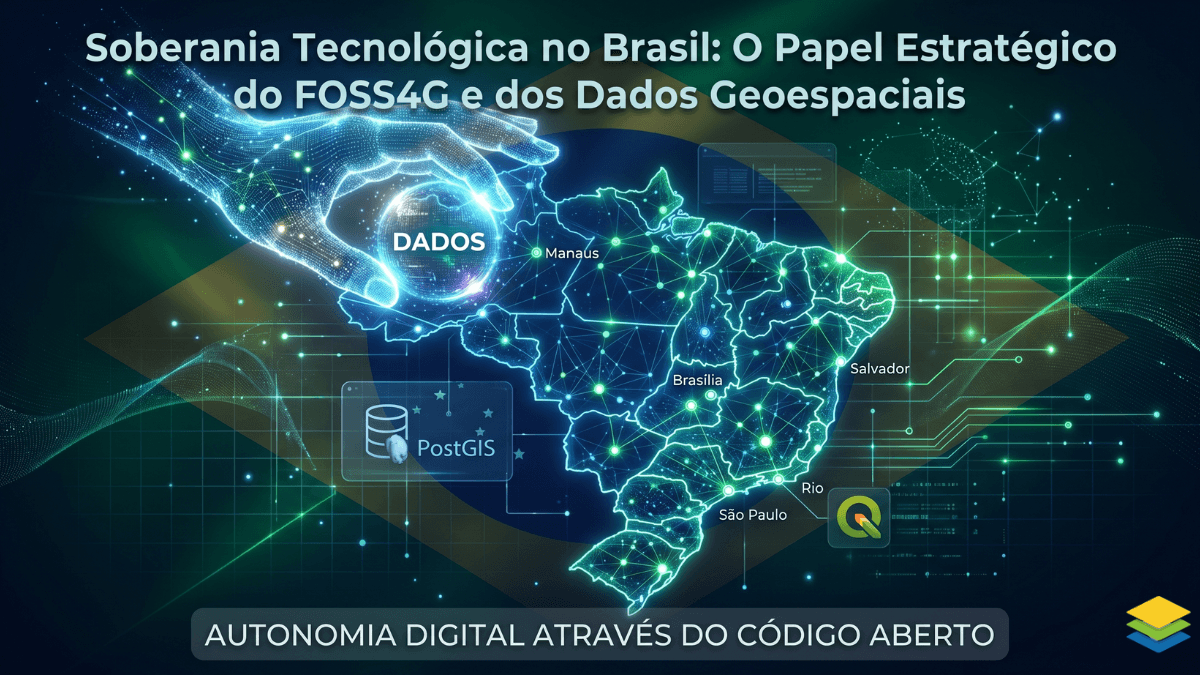 Mapa do Brasil renderizado no software QGIS demonstrando soberania de dados