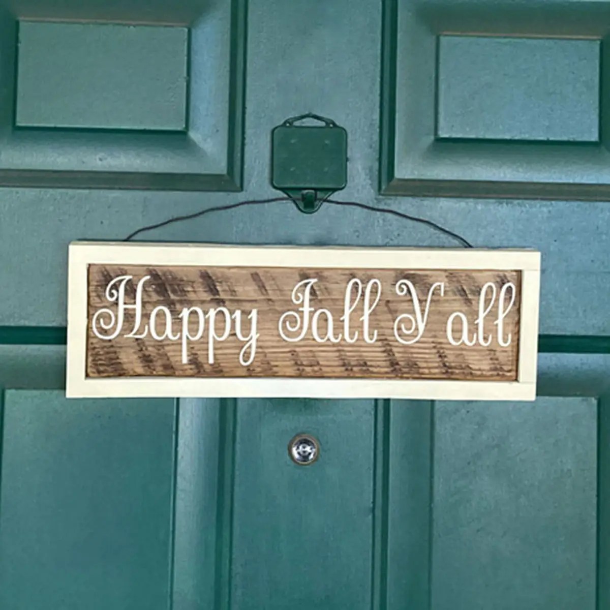 Happy Fall Y'all front door sign, Rustic Wood Framed sign