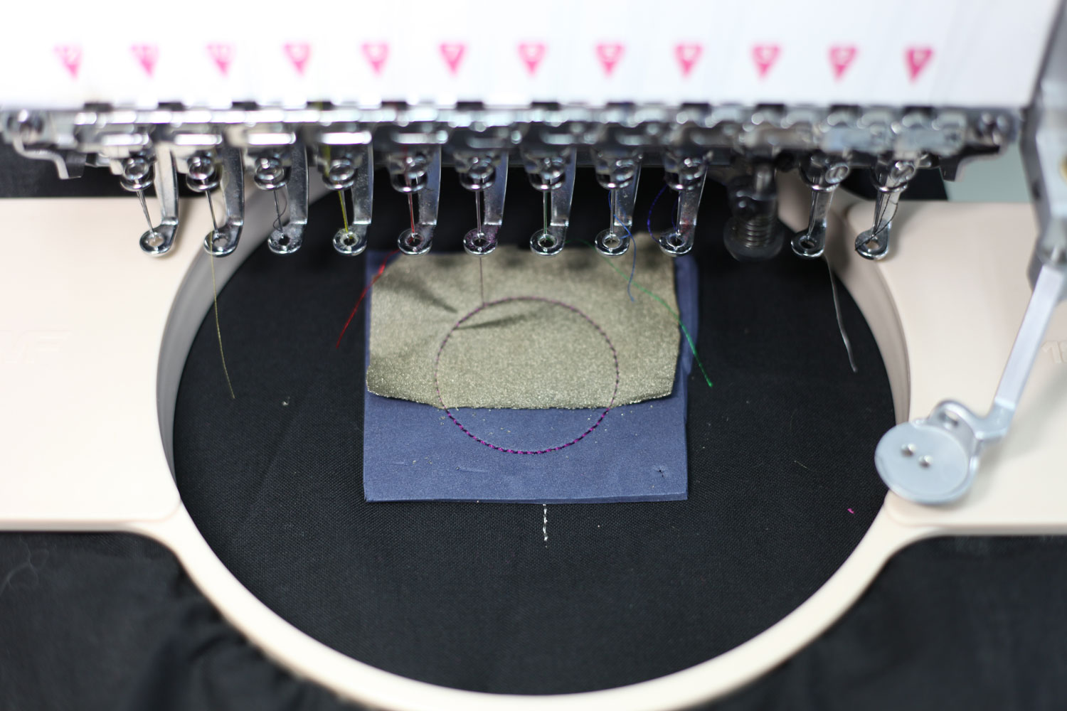 Layer with conductive fabric in a way that it does not overlap with the place where the bottom contact point connection.