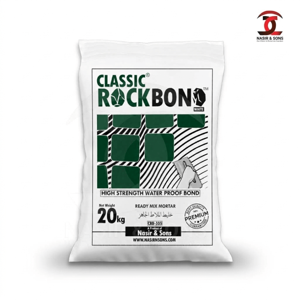 CLASSIC ROCK BOND WHITE CRB-505 | HIGH STRENGTH WATERPROOF FLEXIBLE WHITE TILE ADHESIVE | NASIR & SONS PAKISTAN