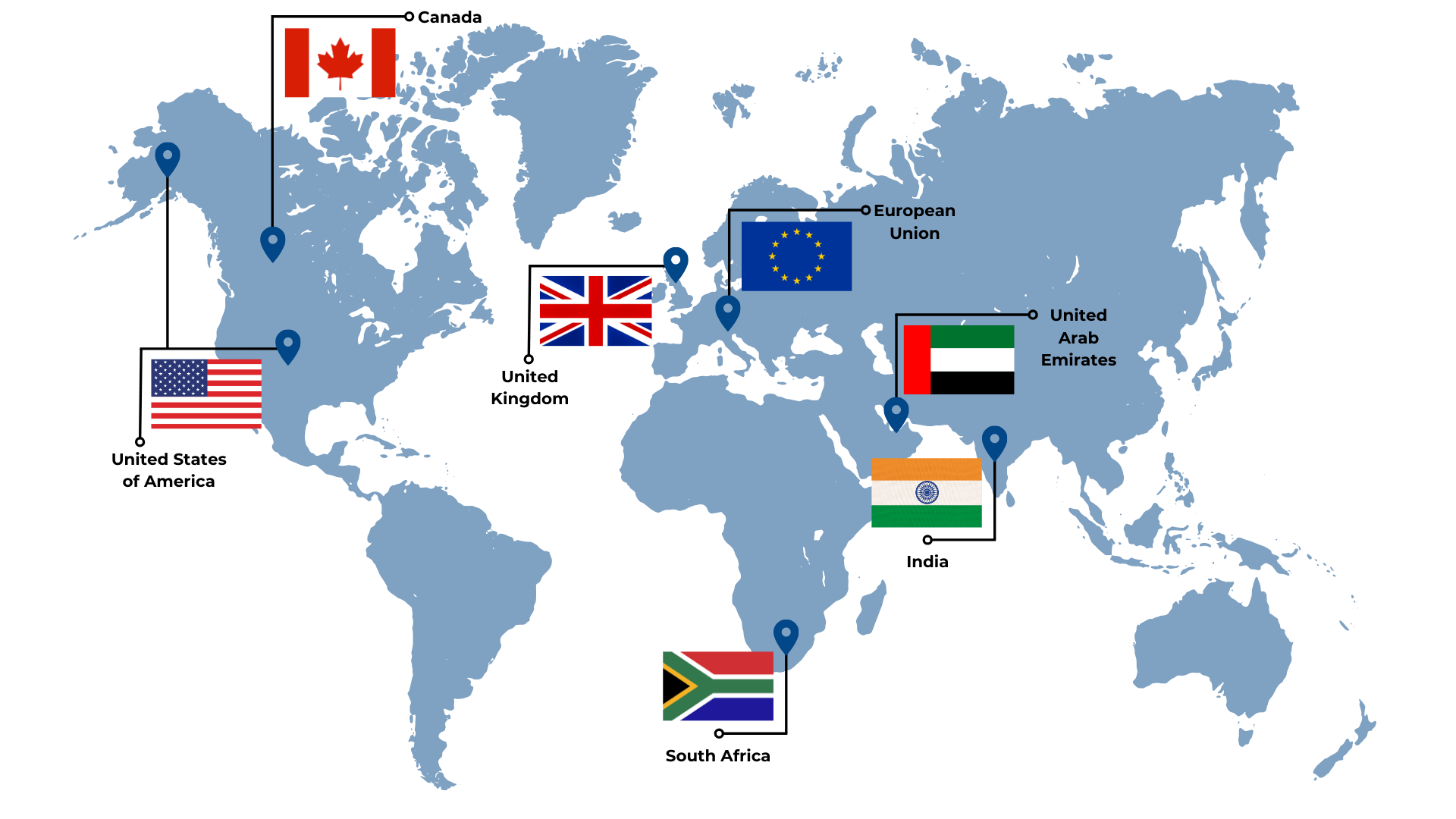 Map showing NaspeIing® Intellectual Property Rights Registration providing economic education worldwide.