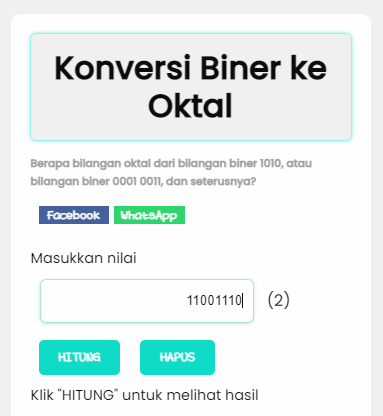 2210 510 ingat desimal berbasis 10 maka angka 10 lah yang. Biner Ke Oktal Kalkulator Konversi