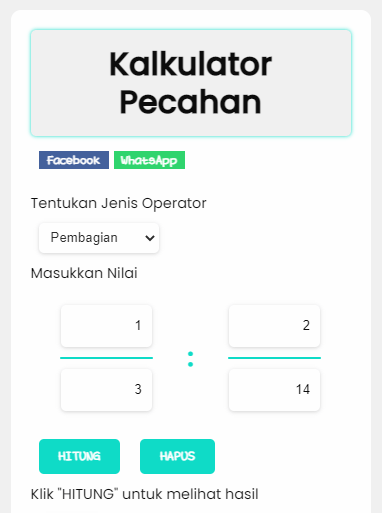 Kalkulator Pecahan
