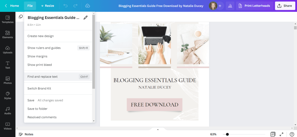 How to use the find and replace text feature in Canva