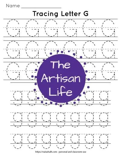 free printable letter g tracing worksheets the artisan life