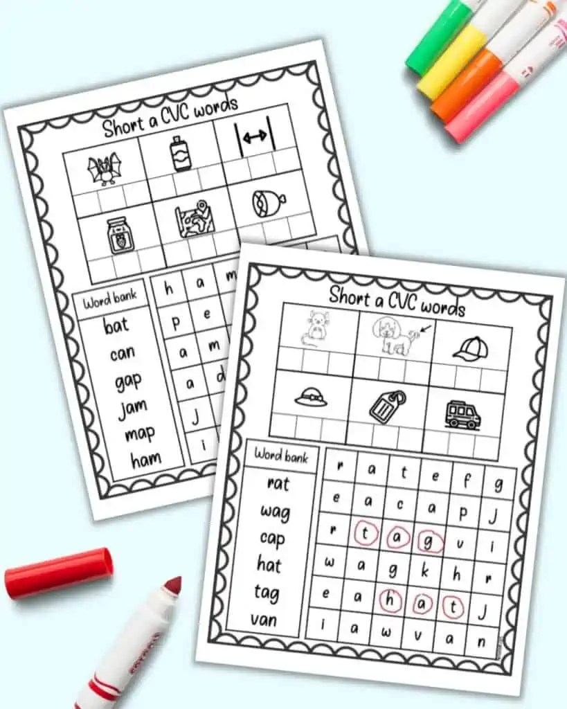 free printable short a cvc words worksheets the artisan life