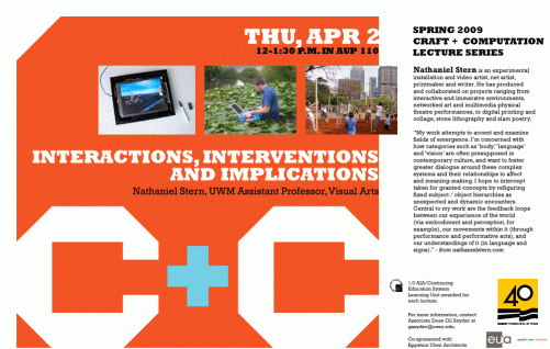 interactions, interventions and implications: computation and craft lecture at UWM