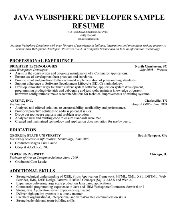 Your digital portfolio has samples of your coding work in java script, jquery, rest, and ajax. Java Developer Resume | Template Business