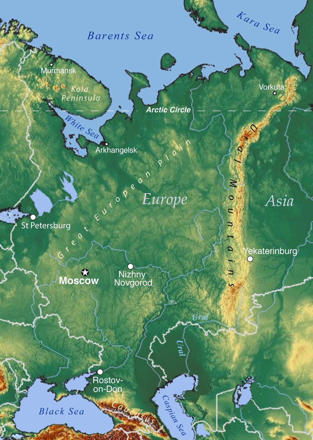 Russia Ural Mountains Map European Russia Topographic Map 